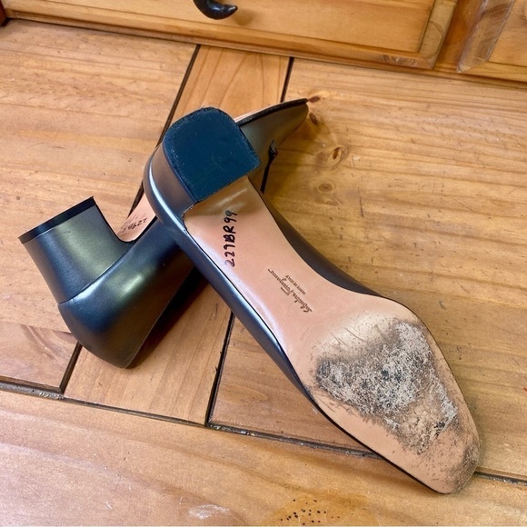 Vintage Salvatore Ferragamo pewter silver heeled almost flats 9.5 AAA - Picture 14 of 16